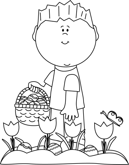 Black_and_White_Boy_Looking_For_Easter_Eggs